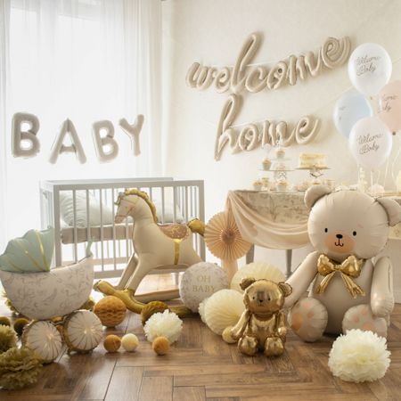 Welcome Home Script Foil Balloons I New Baby Decorations I My Dream Party Shop UK