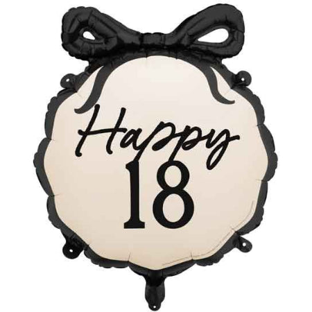 Cream and Black 18th Birthday Bow Balloon I 18th Birthday Party Supplies I My Dream Party Shop UK
