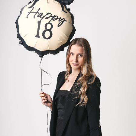 Cream and Black 18th Birthday Bow Balloon
