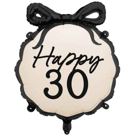 Cream and Black 30th Birthday Bow Balloon I 30th Birthday Party Supplies I My Dream Party Shop UK