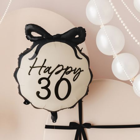 Cream and Black 30 Birthday Bow Balloon I 30th Birthday Party Decorations I My Dream Party Shop UK