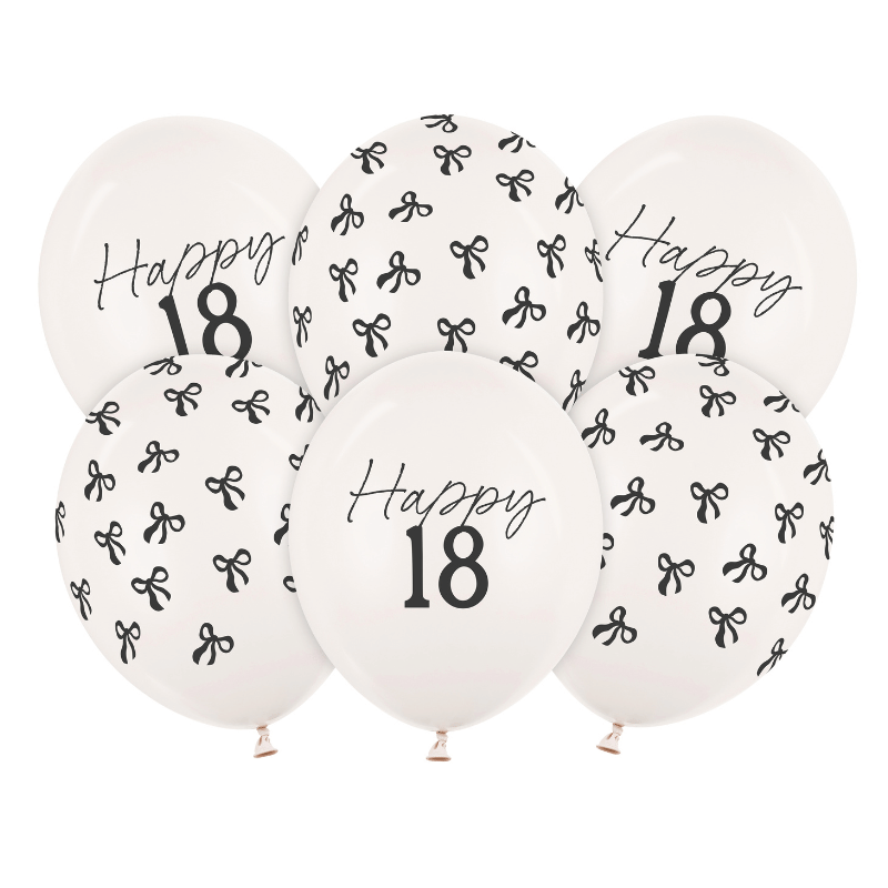 18th Birthday Black and White Bow Balloons I 18th Birthday Party Decorations I My Dream Party Shop 