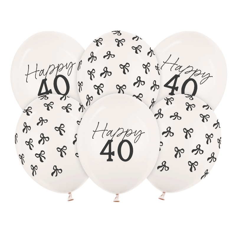 40th Birthday Black and White Bow Balloons I 40th Birthday Party Decorations I My Dream Party Shop