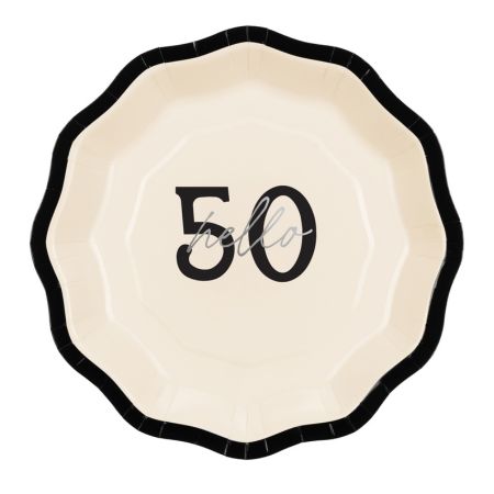 Small Hello 50 Party Plates I 50th Birthday Party Supplies I My Dream Party Shop UK