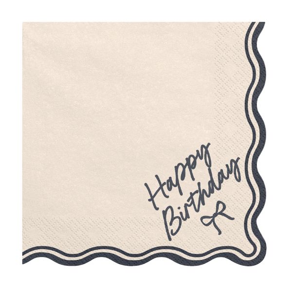 Cream and Black Happy Birthday Napkins I Cream and Black Bow Party Tableware I My Dream Party Shop 