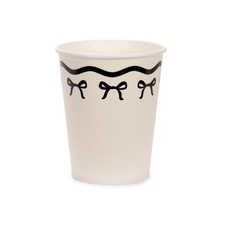 Cream and Black Bow Party Cups I Bow Party Supplies I My Dream Party Shop UK