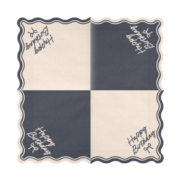 Black and Cream Happy Birthday Bow Napkins I Bow Party Supplies I My Dream Party Shop UK