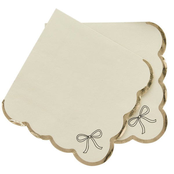 Cream and Gold Bow Napkins I Cream Birthday Party Supplies I My Dream Party Shop UK