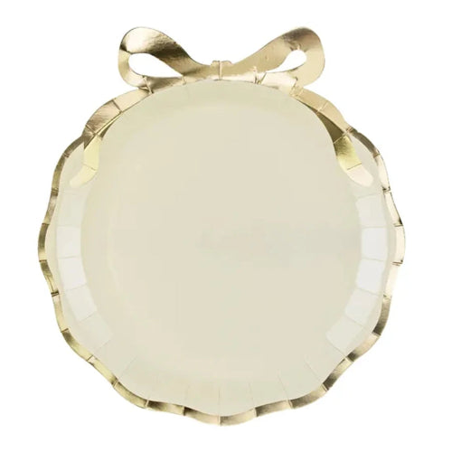 Cream and Gold Bow Party Plates I Cream Party Decorations I My Dream Party Shop UK