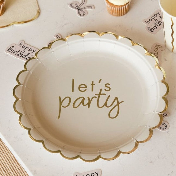 Lets Party Cream and Gold Plates I Modern Party Supplies I My Dream Party Shop UK