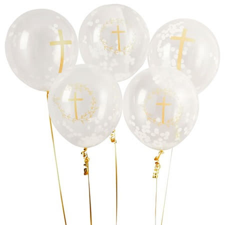 Cross Confetti Latex Balloons I Christening Party Decorations I My Dream Party Shop UK