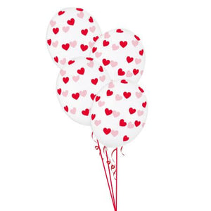 Clear Red Confetti Heart Balloons I Valentines Balloons Collection Ruislip I My Dream Party Shop