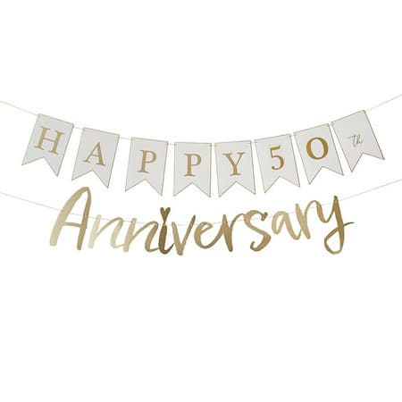 Customisable Gold Happy Anniversary Bunting I Anniversary Party Supplies I My Dream Party Shop UK