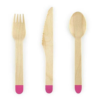 Aloha Dark Pink Wooden Cutlery I Eco-Friendly Cutlery I My Dream Party Shop UK
