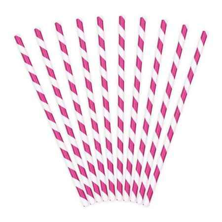 Fuchsia Pink and White Striped Straws I Pink Party Decorations I My Dream Party Shop UK