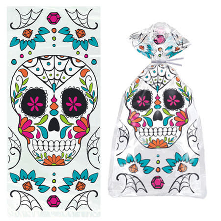 Day of the Dead Skull Cello Bags I Day of the Dead Party Supplies I My Dream Party Shop UK