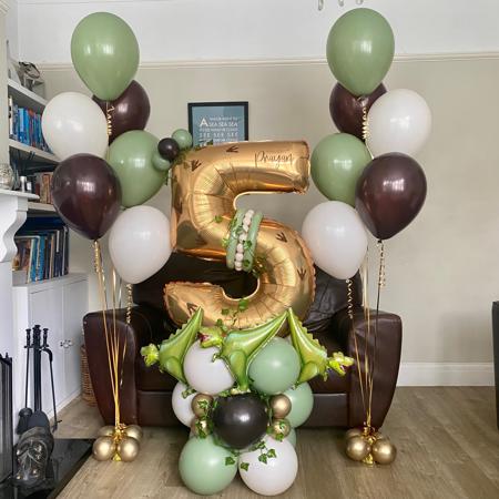 Dinosaur Themed Balloon Number Column I Children&#39;s Birthday Balloons Ruislip I My Dream Party Shop