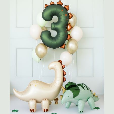 Green Dinosaur Themed Number Three Balloon I Dinosaur Party Balloons I My Dream Party Shop UK