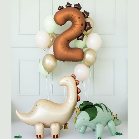 Brown Dinosaur Themed Number Two Balloon I Dinosaur Party Balloons I My Dream Party Shop UK
