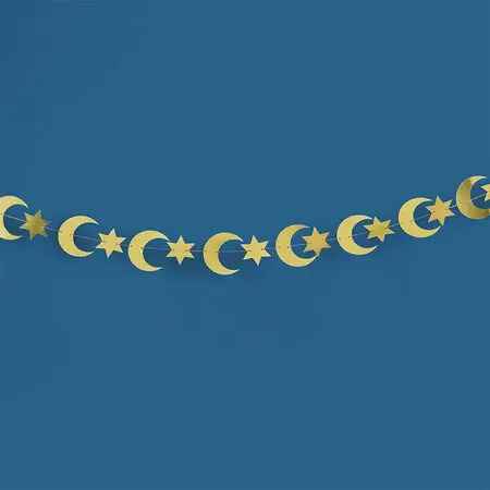 Gold Moon and Stars Garland I Eid Decorations I My Dream Party Shop UK