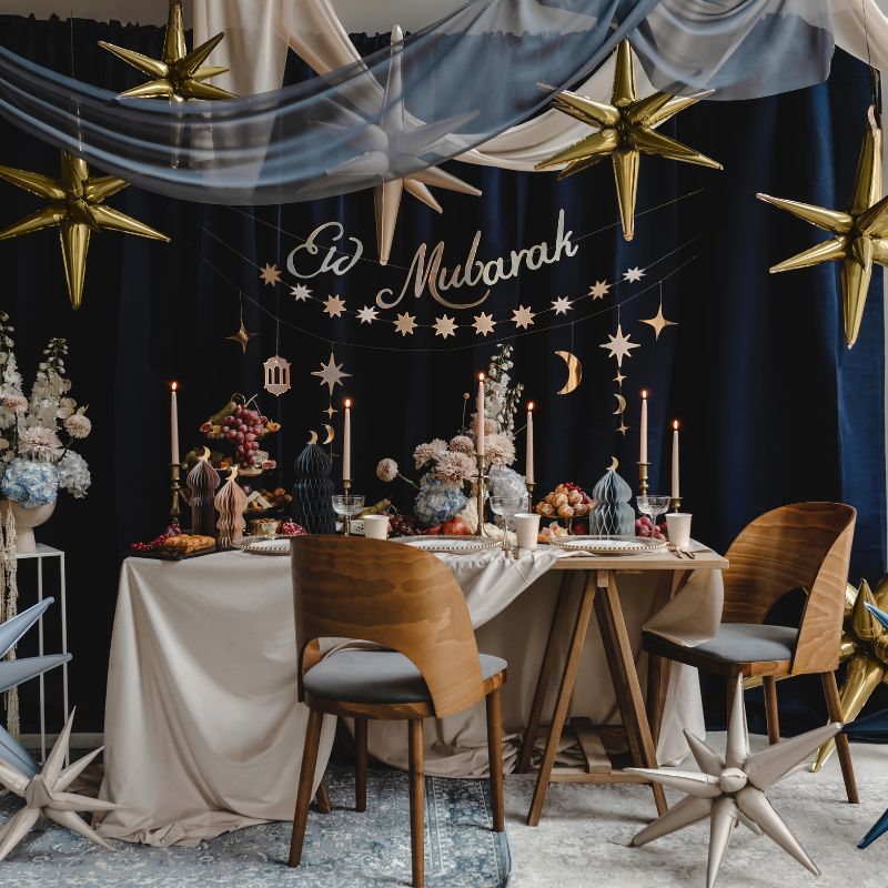 Grey and Gold Eid Mubarak Garland I Eid Party Supplies I My Dream Party Shop UK