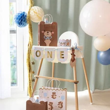 Teddy Bear First Birthday Garland and Crown Set I Teddy Bear Party Supplies I My Dream Party Shop UK