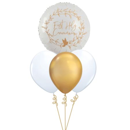First Communion Boquets White and Gold First Holy Communion Balloon Bouquets Ruislip - My Dream ...