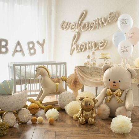 Giant Cream Teddy Bear Balloon I Baby Shower Balloons I My Dream Party Shop UK