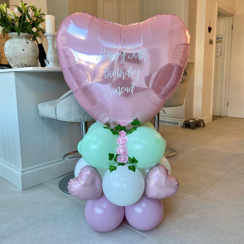 Personalised Giant Heart Pink Balloon Column I Balloon Gifts Ruislip I My Dream Party Shop