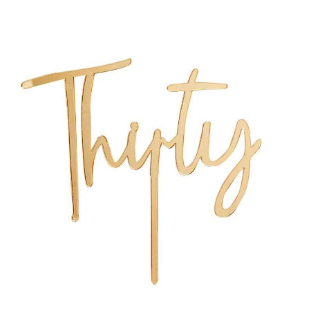 Gold Acrylic Thirty Cake Topper I 30th Birthday Party Decorations I My Dream Party Shop UK
