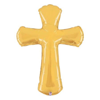 Gold Cross Supershape Balloon I Christening Decorations I My Dream Party Shop UK