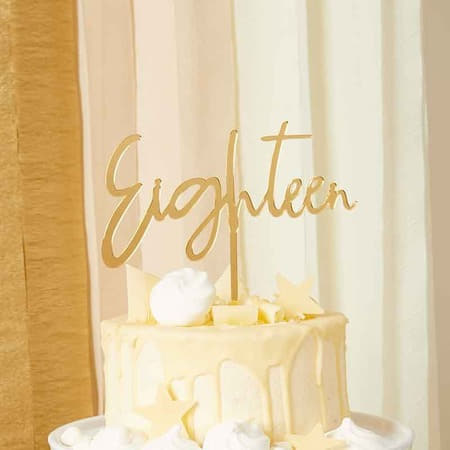 Acrylic Gold Eighteen Cake Topper I 18th Birthday Party Decorations I My Dream Party Shop