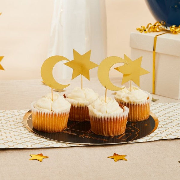 Gold Moon and Star Cake Toppers I Little Moon and Stars Party Decorations I My Dream Party Shop UK