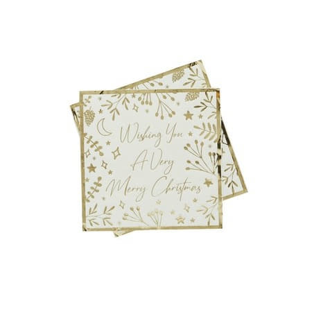 Gold Wishing You a Very Merry Christmas Party Napkins I Festive Tableware I My Dream Party Shop UK
