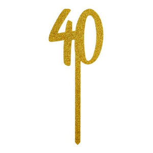 Gold Sparkly Acrylic 40 Cake Topper I 40th Birthday Party Supplies I My Dream Party Shop UK