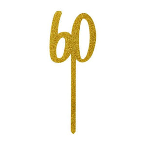 Gold Sparkly Acrylic 60 Cake Topper I 60th Birthday Party Supplies I My Dream Party Shop UK