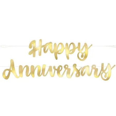 Gold Happy Anniversary Banner I Anniversary Party Supplies I My Dream Party Shop UK
