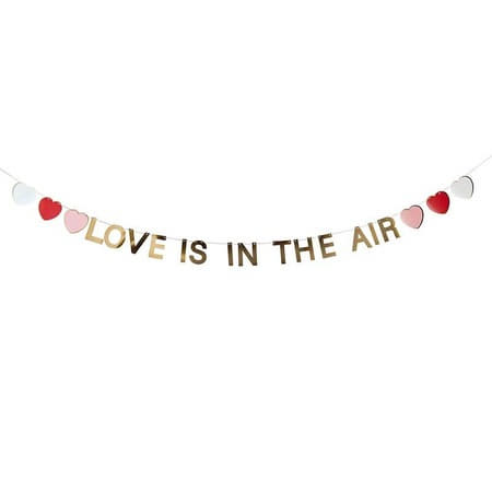 Gold Love is in the Air Banner I Valentine&#39;s Day Decorations I My Dream Party Shop UK
