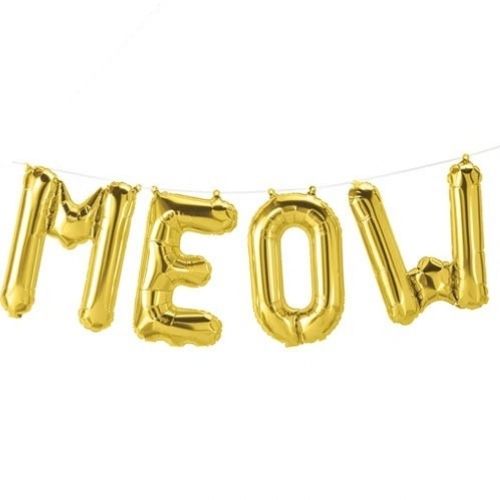 Gold Meow Balloon Bunting Kit I Pretty Pink Cat Party Decorations I My Dream Party Shop UK