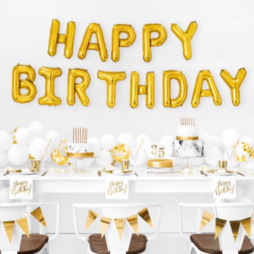 White and Gold Happy Birthday Napkins I Gold Party Supplies I My Dream Party Shop UK