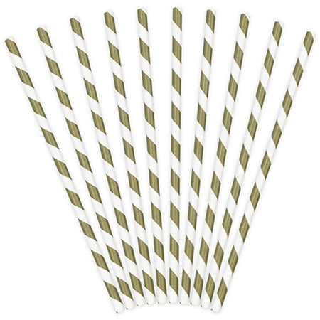 White and Gold Striped Straws I Gold Party Supplies I My Dream Party Shop UK