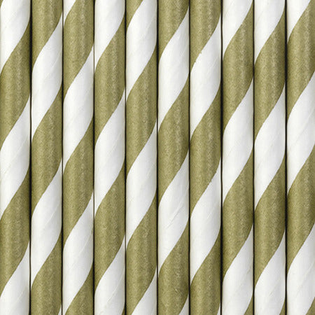 White and Gold Striped Paper Straws I Gold Party Decorations I My Dream Party Shop UK