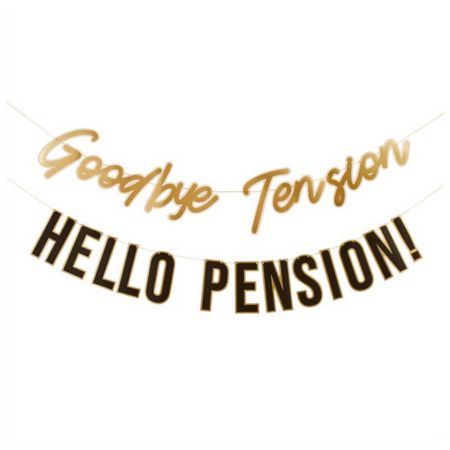 Goodbye Tension Hello Pension Garland I Retirement Party Decorations I My Dream Party Shop UK