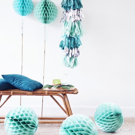 Pastel Green Honeycomb Balls, Set of Two I Mint Green Party Decorations I UK