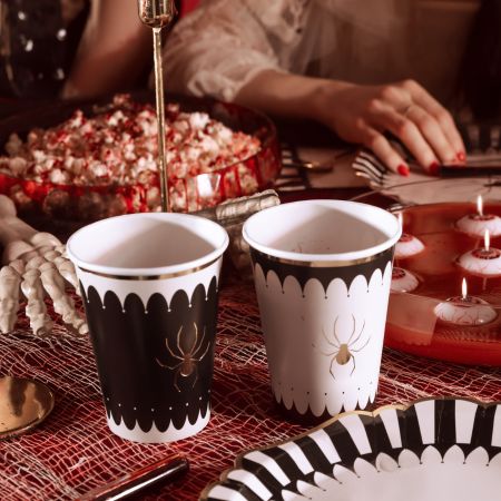 Halloween Black and Cream Spider Cups I Halloween Party Supplies I My Dream Party Shop UK