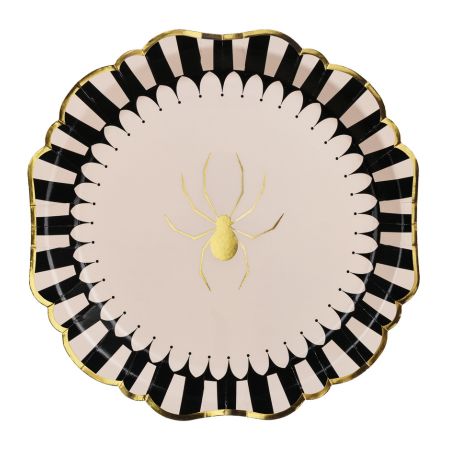 Black and Cream Spider Plates I Halloween Party Supplies I My Dream Party Shop UK