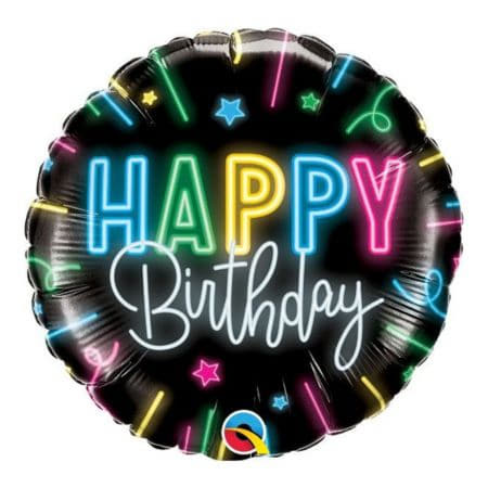 Neon Happy Birthday Foil Balloon I Disco Party Supplies I My Dream Party Shop UK