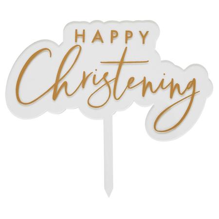 Gold Happy Christening Acrylic Cake Topper I Christening Party Decorations I My Dream Party Shop UK