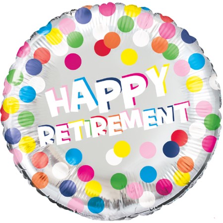 Happy Retirement Dots Foil Balloon I Retirement Party Supplies I My Dream Party Shop UK