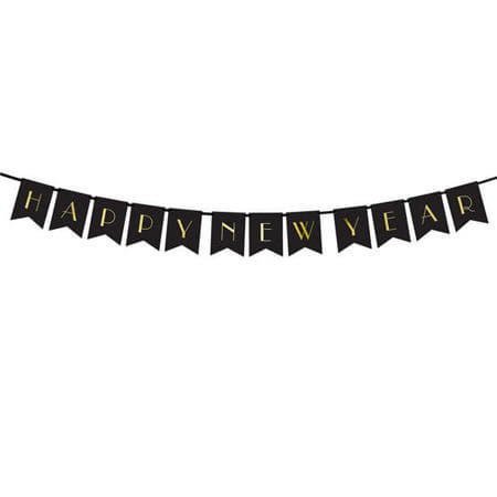 Black and Gold New Year&#39;s Eve Garland I New Year&#39;s Eve Party Supplies I My Dream Party Shop